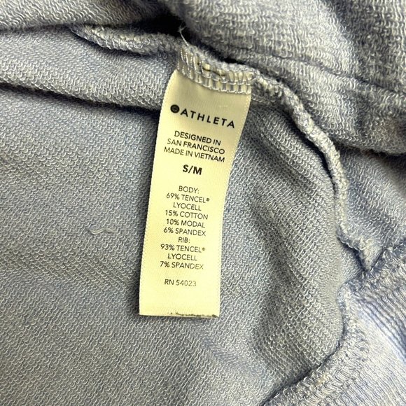 ATHLETA Womens S/M Studio Workout Lotus Wrap Blue Heather Open Front Cardigan - Picture 6 of 8